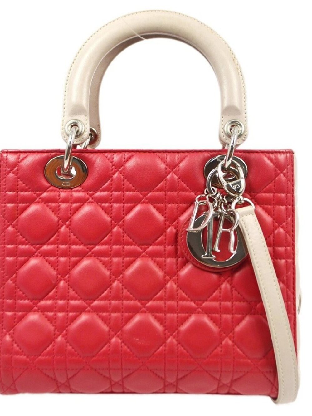 Christian Dior Pink Lambskin Lady Dior Cannage 2way Handbag 15-BO-0173 KK00649